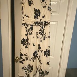Perceptions Black and White Floral Jumpsuit